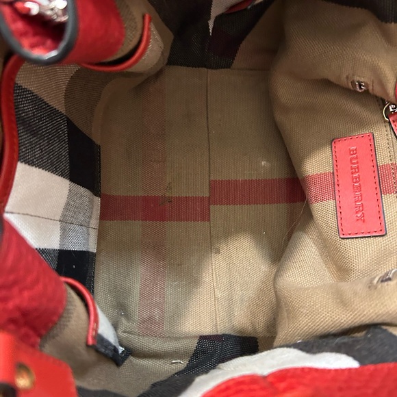 Burberry Red Pebbled Leather Shoulder Tote with Adjustable Strap - Picture 8 of 8